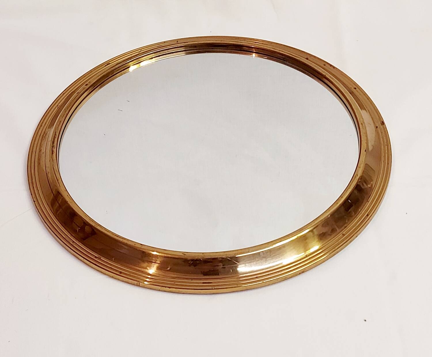 Vintage round mirror tray