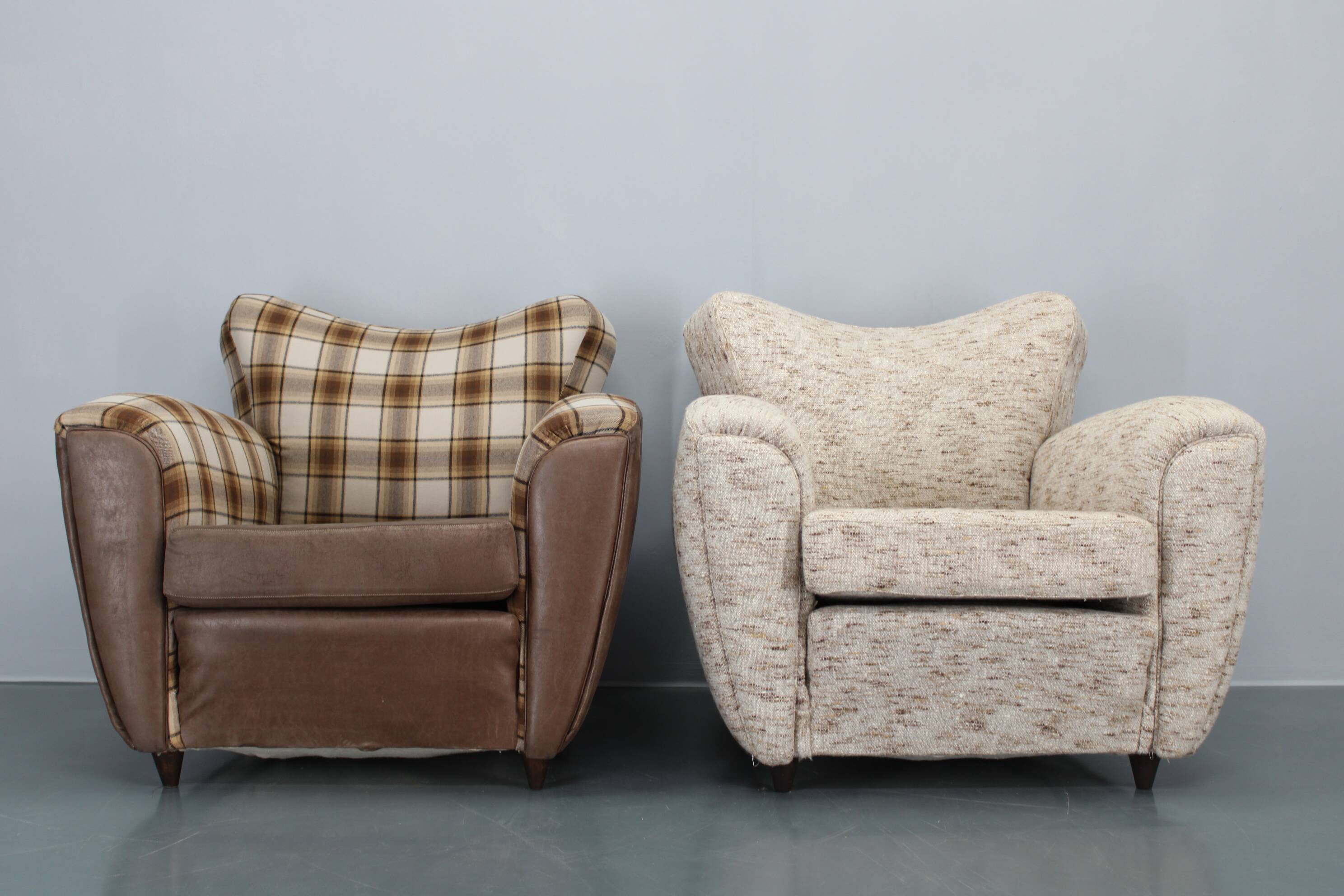 1940s Pair of Large Italian Club Armchairs