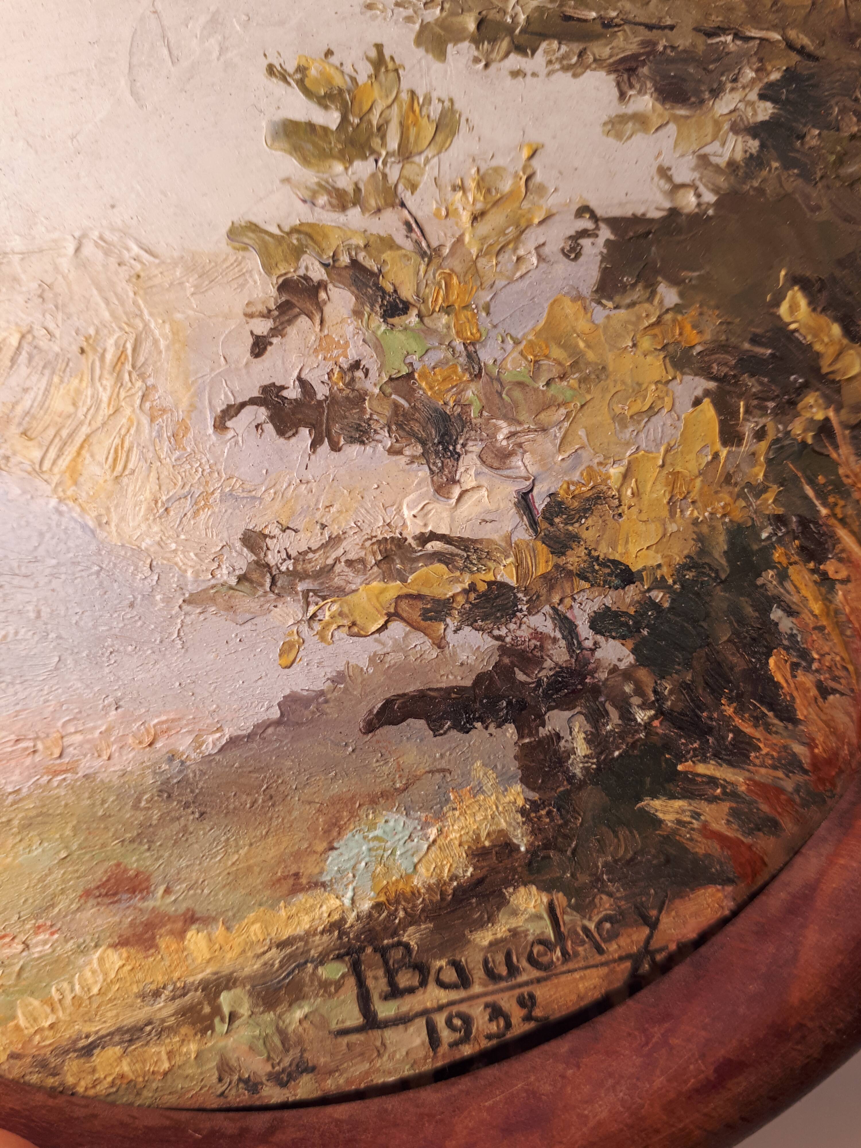 Tableaux miniatures huile sur papier paysage 1930