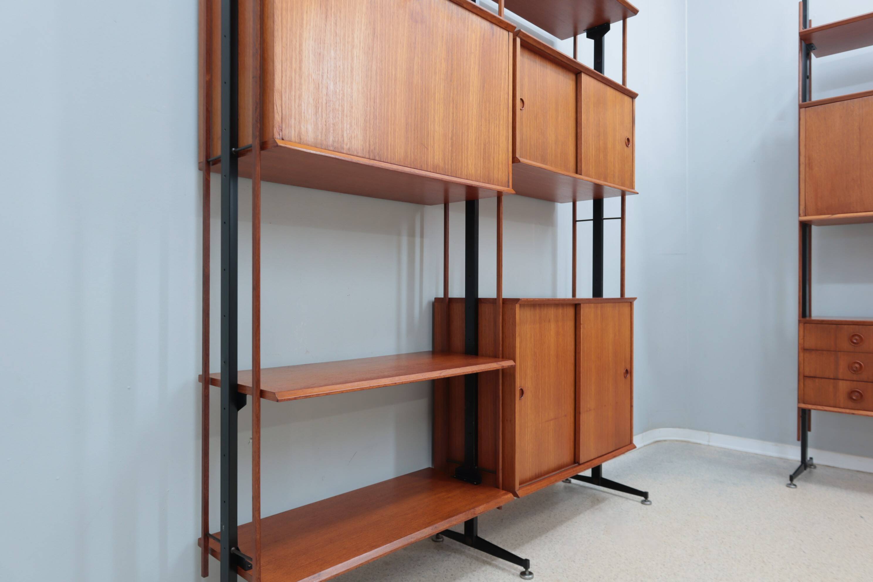 Mid century modular blonde teak bookcase 1960s