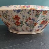 Vintage French large serving bowl from Le Tallec, Limoges, with colourful floral decoration