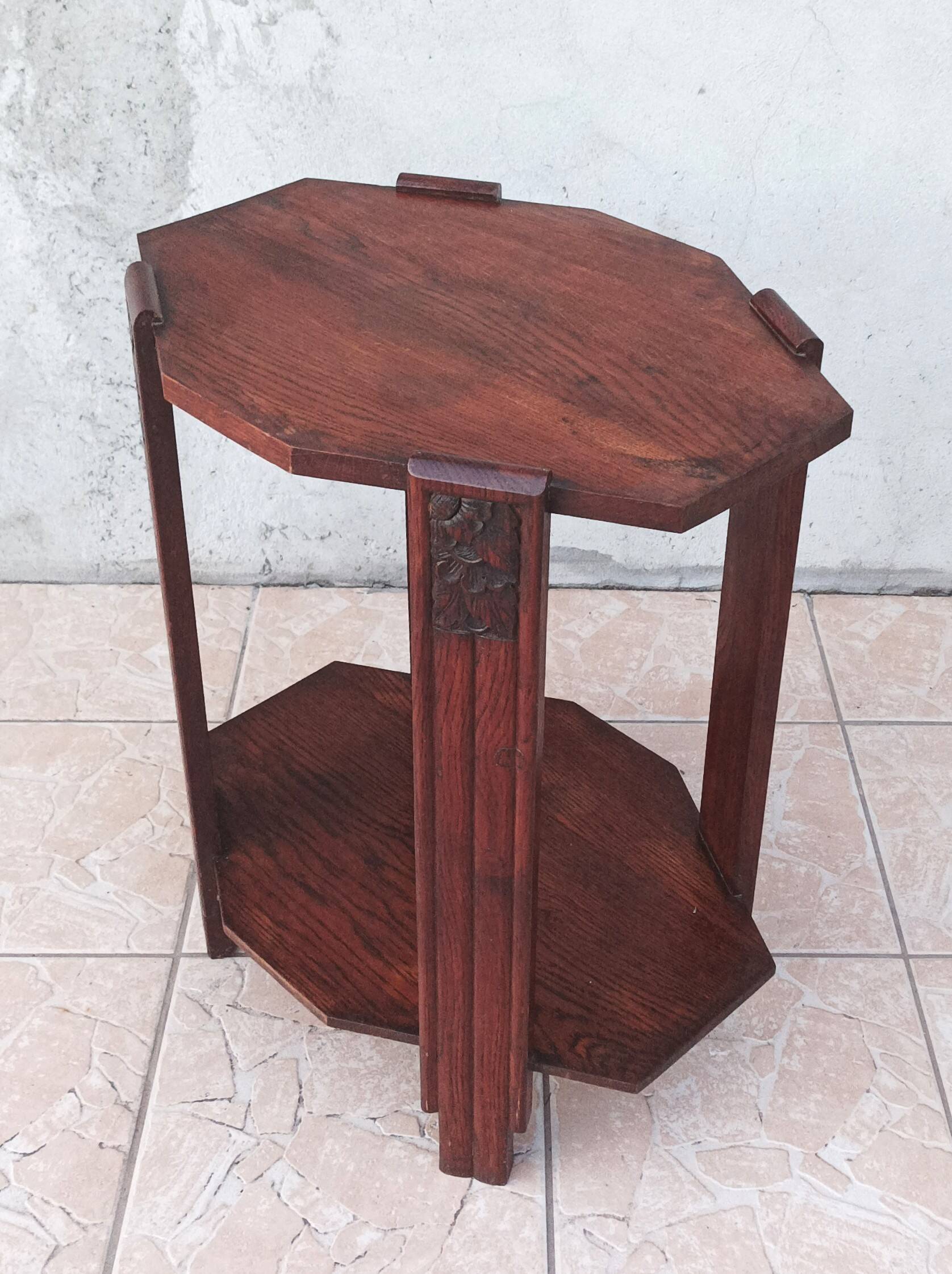 Art Deco side table in solid oak