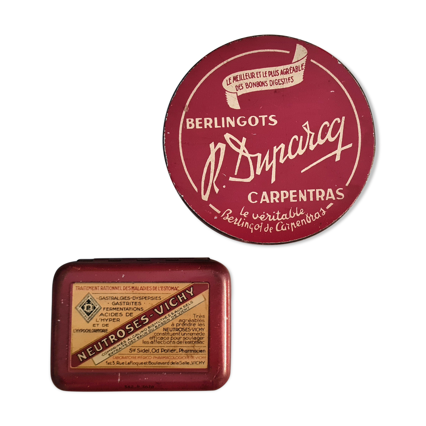 Set of 2 Old Metal Cans