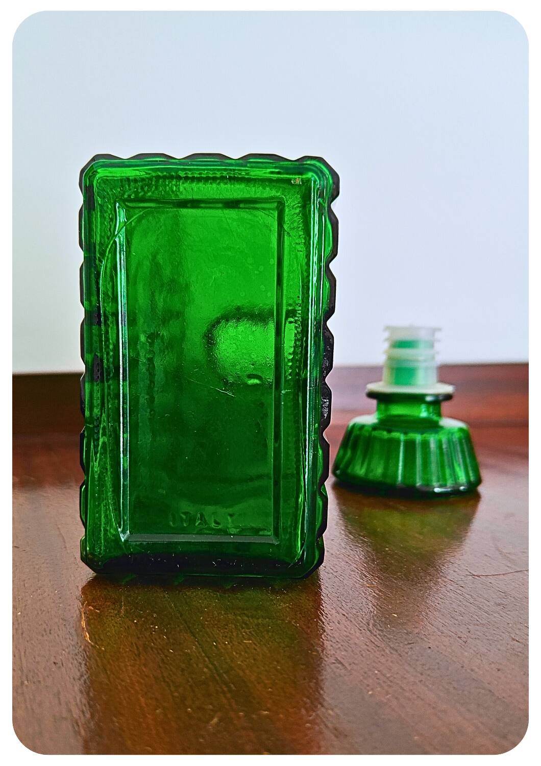 Midcentury Green Empoli Bottle with stopper
