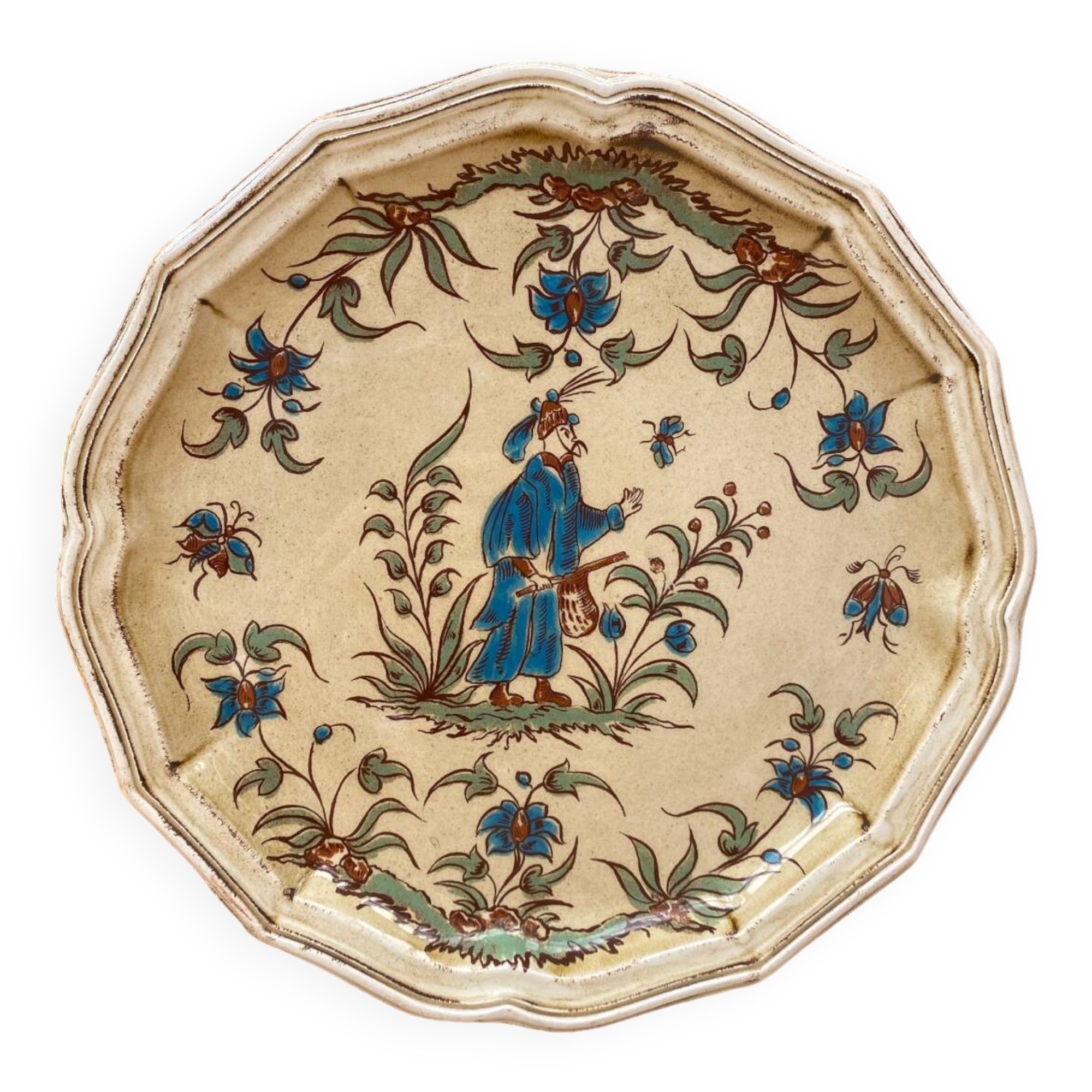 Old Plate MOUSTIERS Salins Ceramic Decor Old Vintage #B196