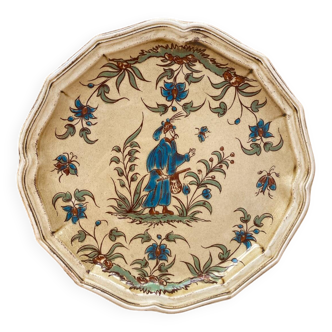 Old Plate MOUSTIERS Salins Ceramic Decor Old Vintage #B196