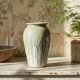 Vintage ash-glazed artisanal stoneware Wabi-Sabi modernist vase