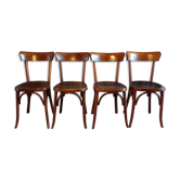 Set 4 Fischel bistro chairs in curved wood