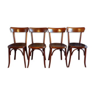 Set 4 Fischel bistro chairs in curved wood