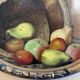 HSP painting oval view "Fruit basket" circa 1900 on SADO cigarette cardboard