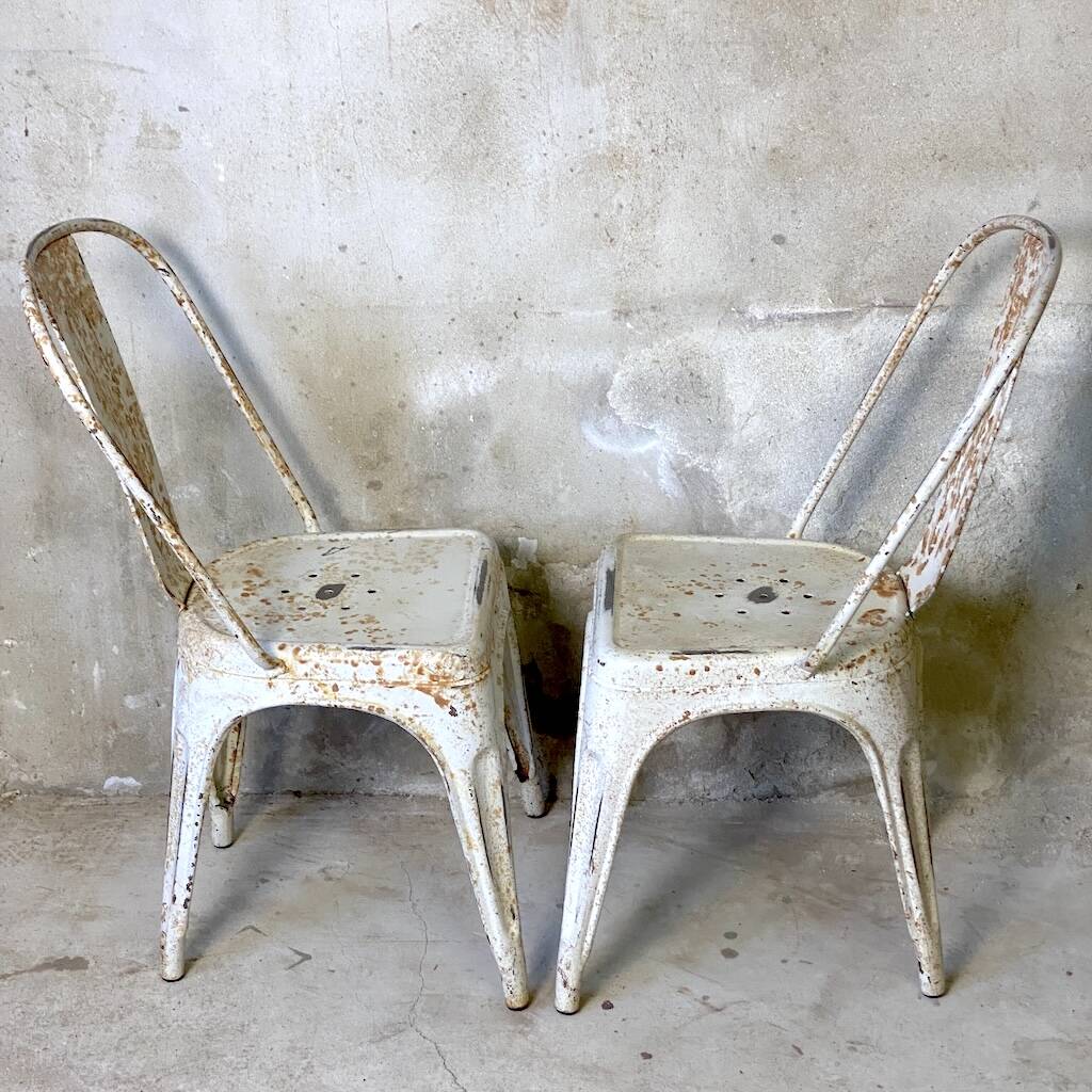 Pair of Tolix chairs model A designed by Xavier Pauchard.
