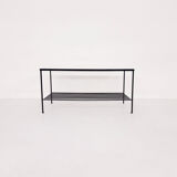 Mid-century modern minimalistic metal and glass coffee table