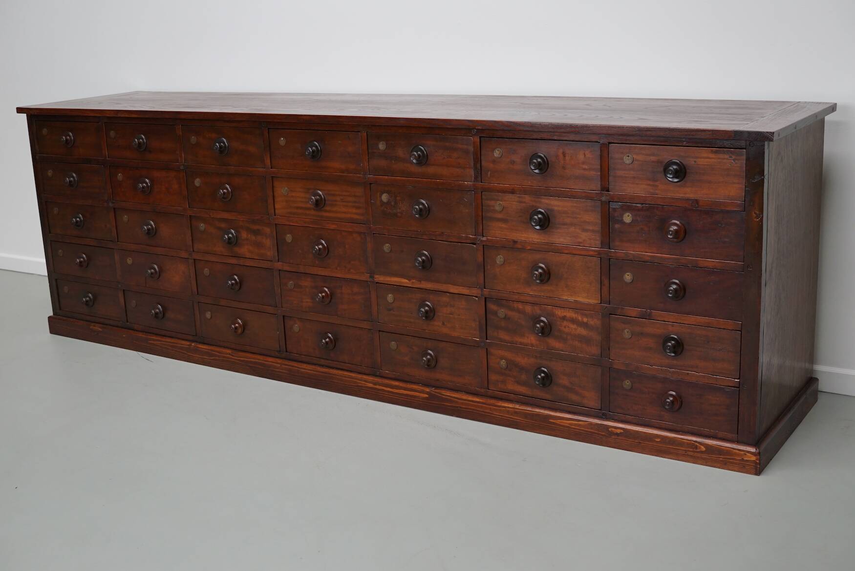 Very Large Antique Hardwood Apothecary Cabinet / Bank of Drawers, ca 1900
