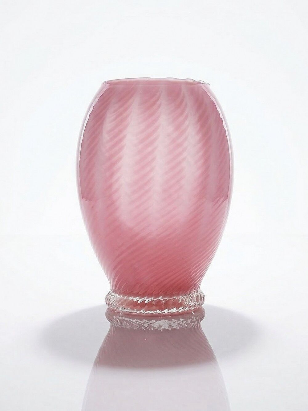 Small twisted pink opaline glass vase, Venetian Murano/Empoli vintage.