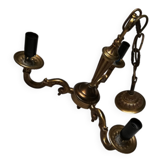 Antique 3-branched bronze chandelier.