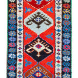 Tapis oriental coureur ancien fait à la main 80 cm x 396 cm