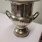 Antique champagne bucket in silver metal medicis shape