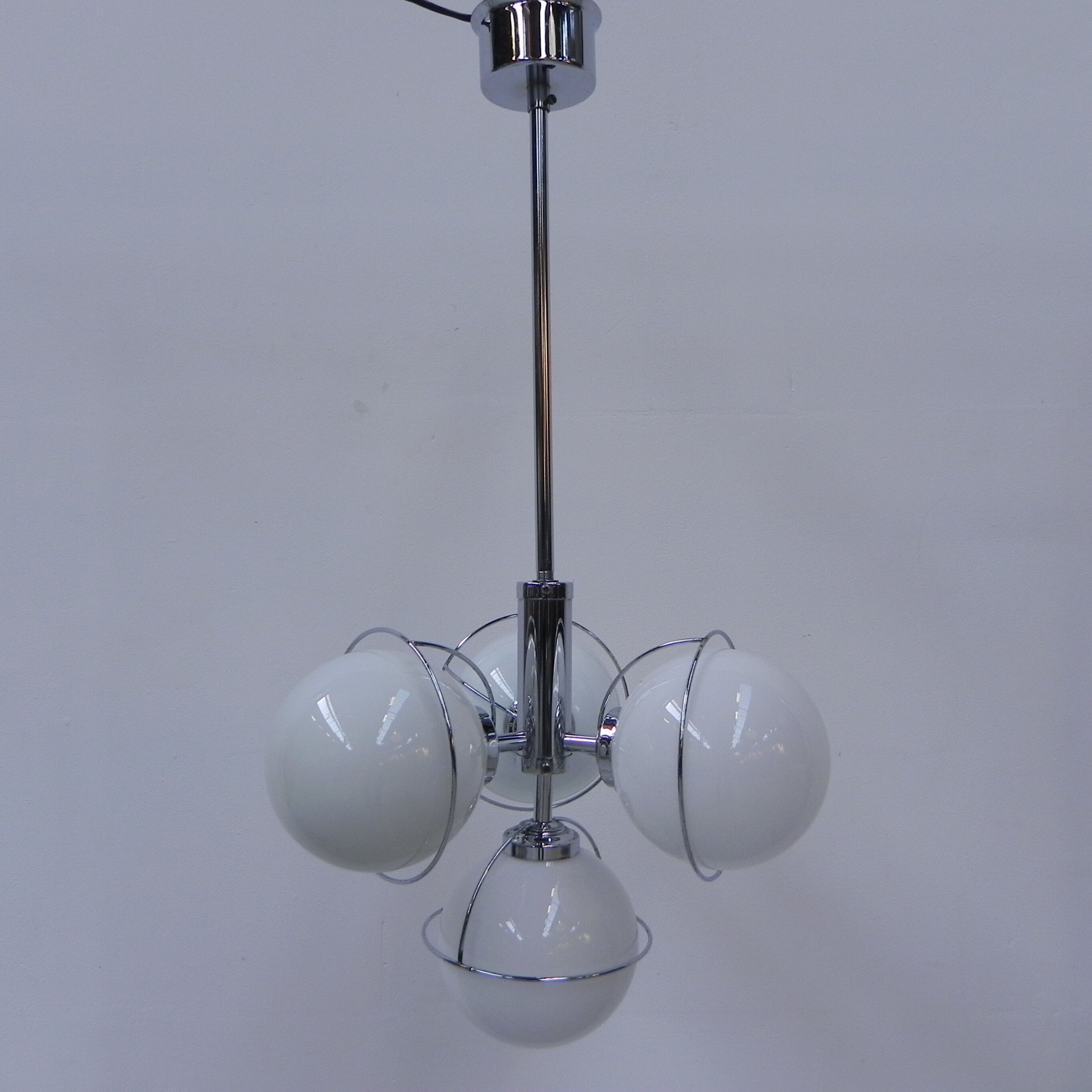 Vintage space age hanging lamp with 4 glass balls