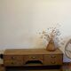 Antique TV cabinet in raw solid oak with 5 drawers
