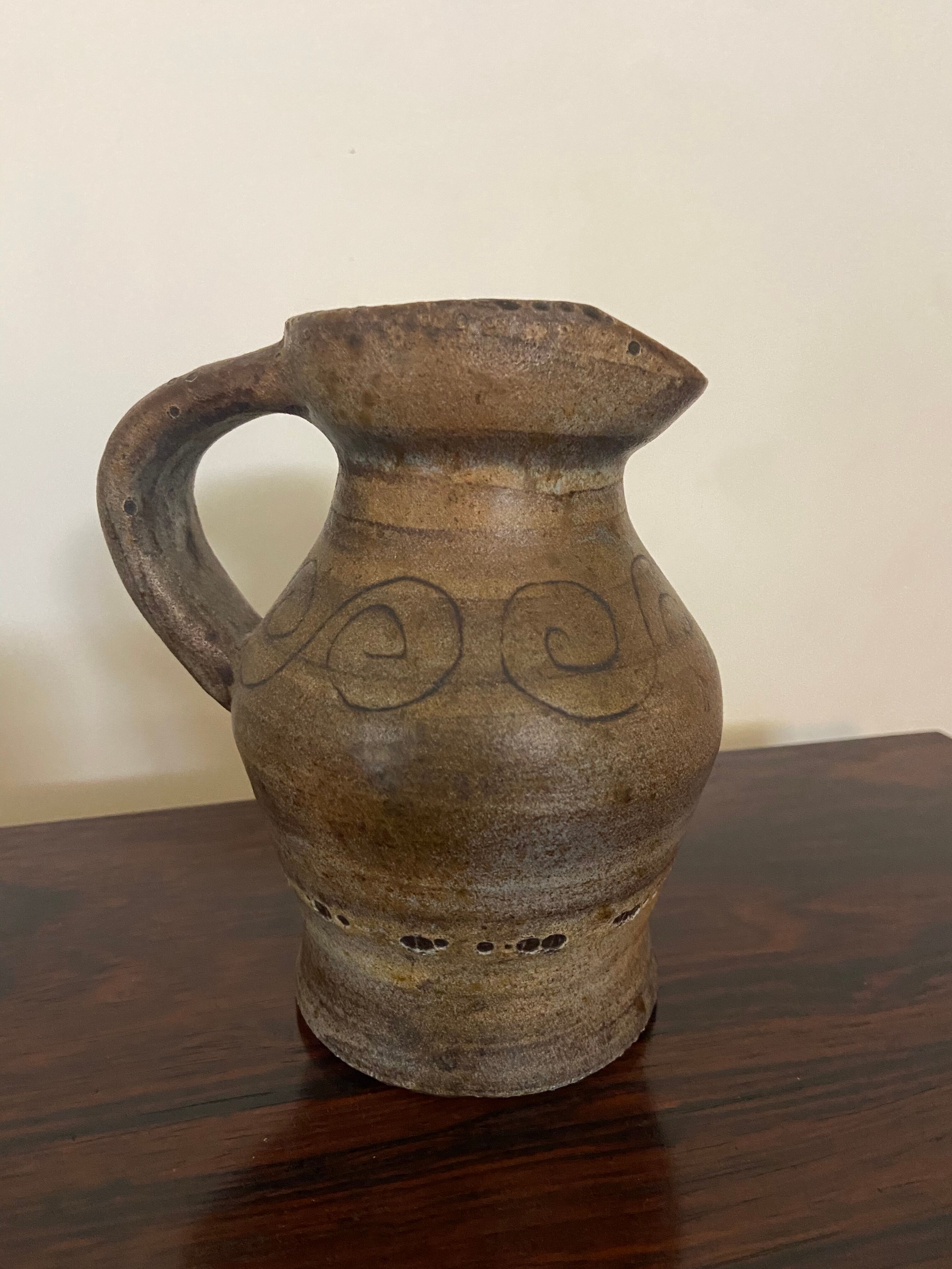 Ceramic pitcher by Agnès Escala Vallauris 60s