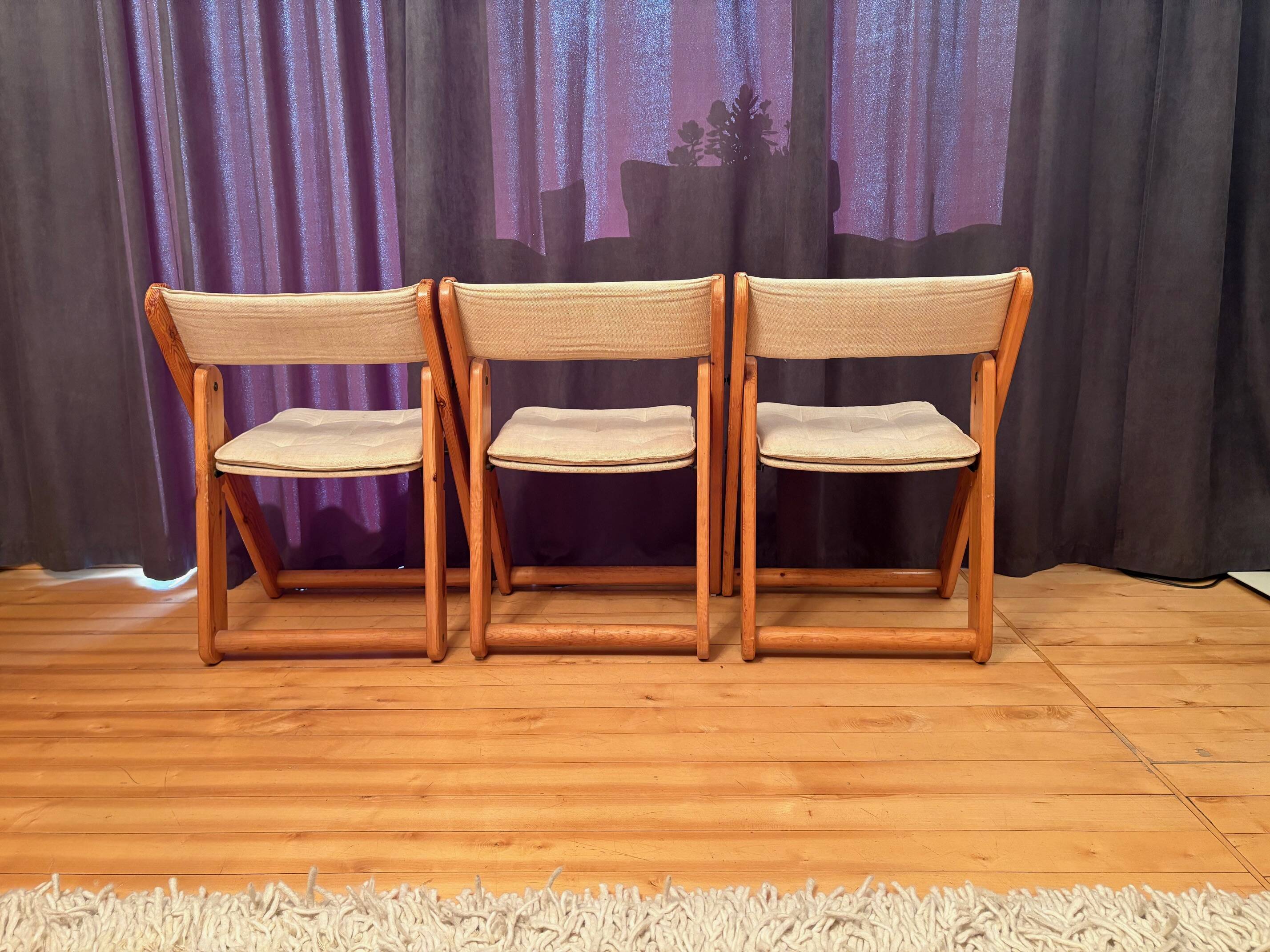 Set of three Kon-Tiki chairs designed by Gillis Lundgren, Ikea, Sweden, 197