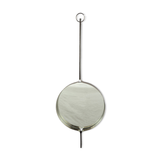 Xavier Feal brushed steel round mirror, 1970s