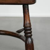 Antique set of 4 English Windsor lowback chairs with character
