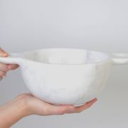 Gabriella – White Natural Marble Bowl with handles  | L 32cm W 20cm H 10cm