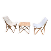 Set of 2 folding armchairs and a folding picnic table