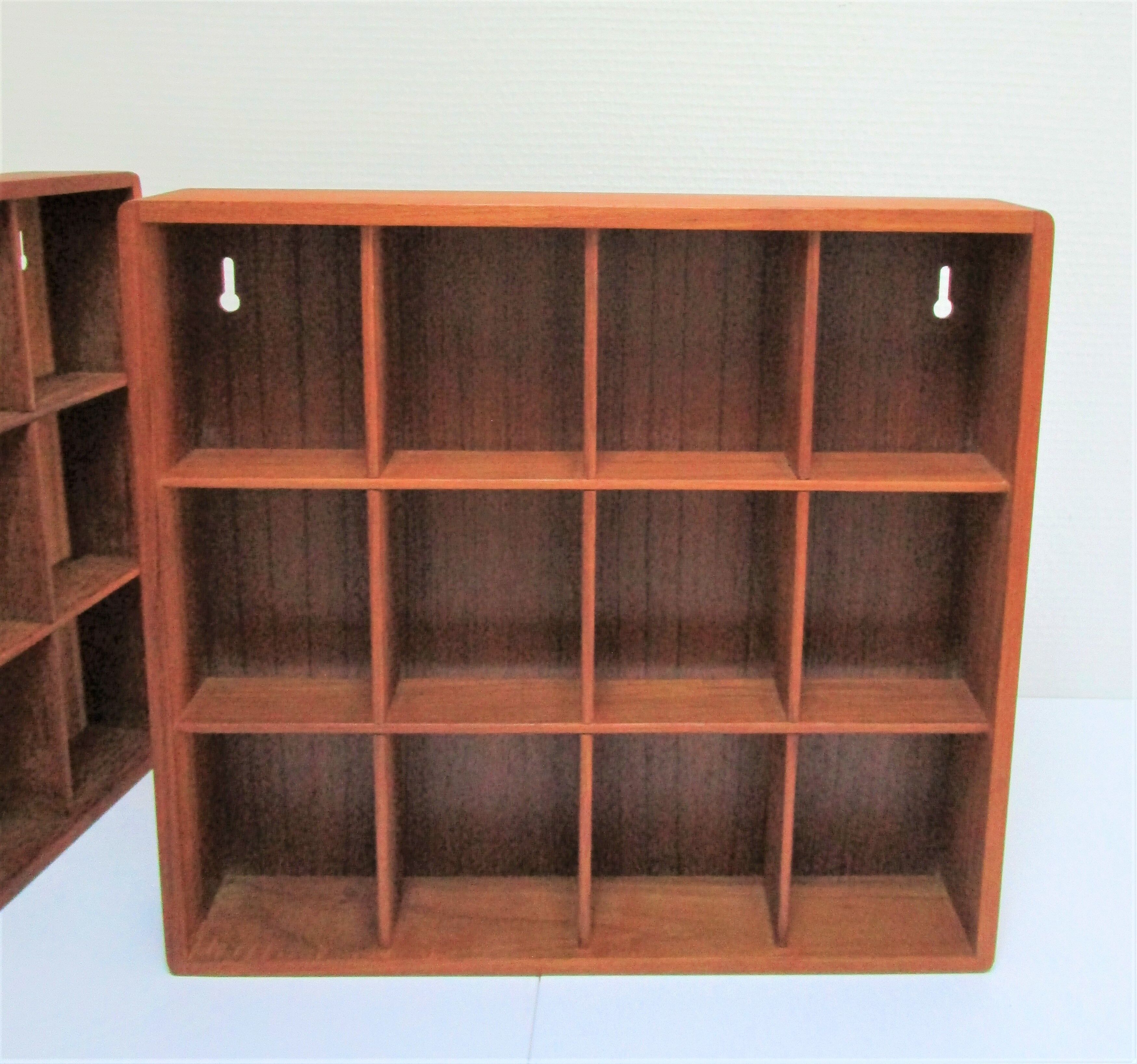 Two wall shelves with solid wood compartments design 80s