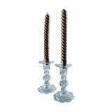 Pair of glass candle holders