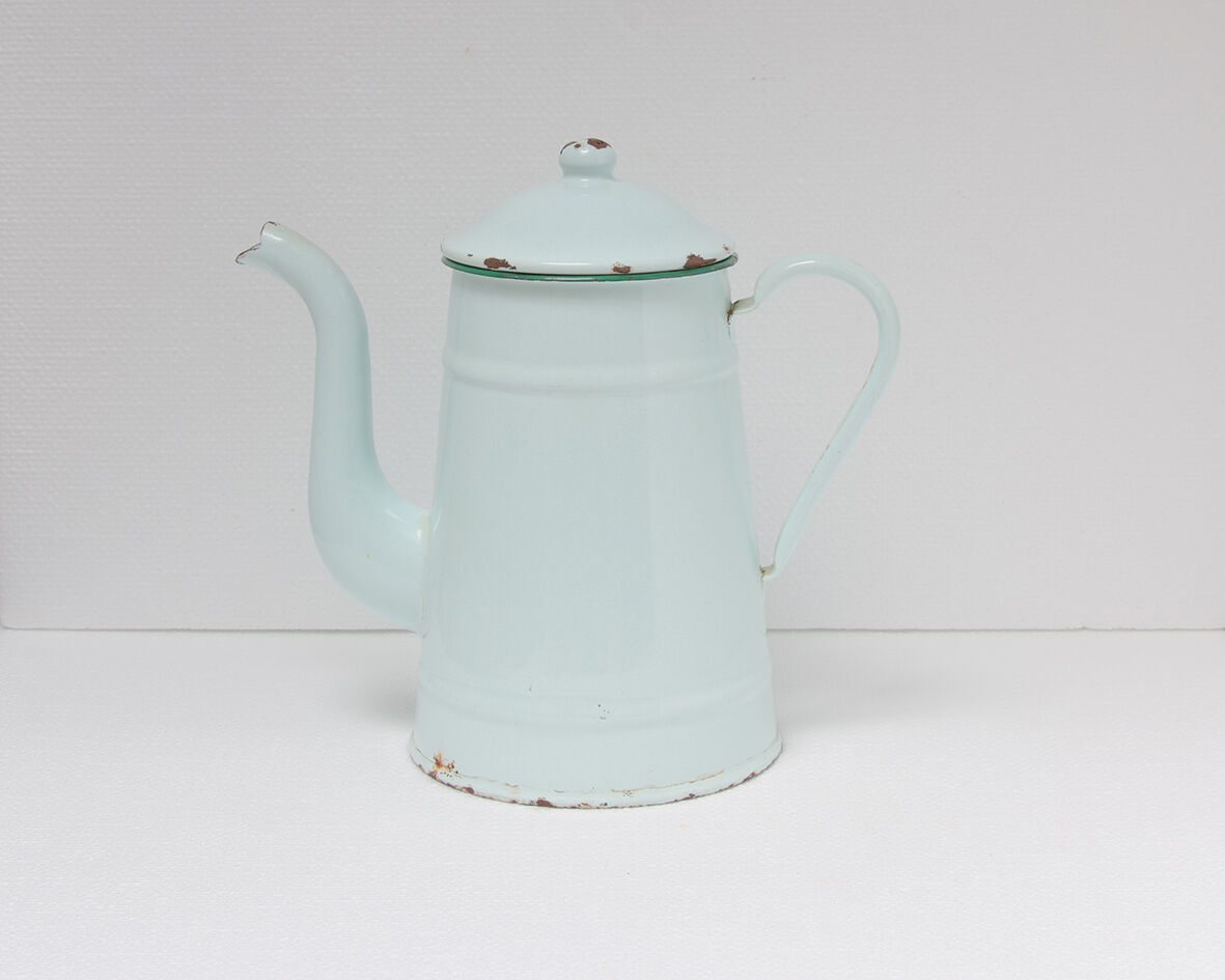 Cafetière émaillée vert d'eau
