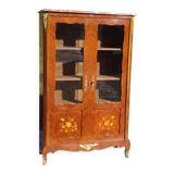 Glass library with rosewood marquetry in the Louis XV style.