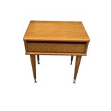 Oak and rattan bedside table