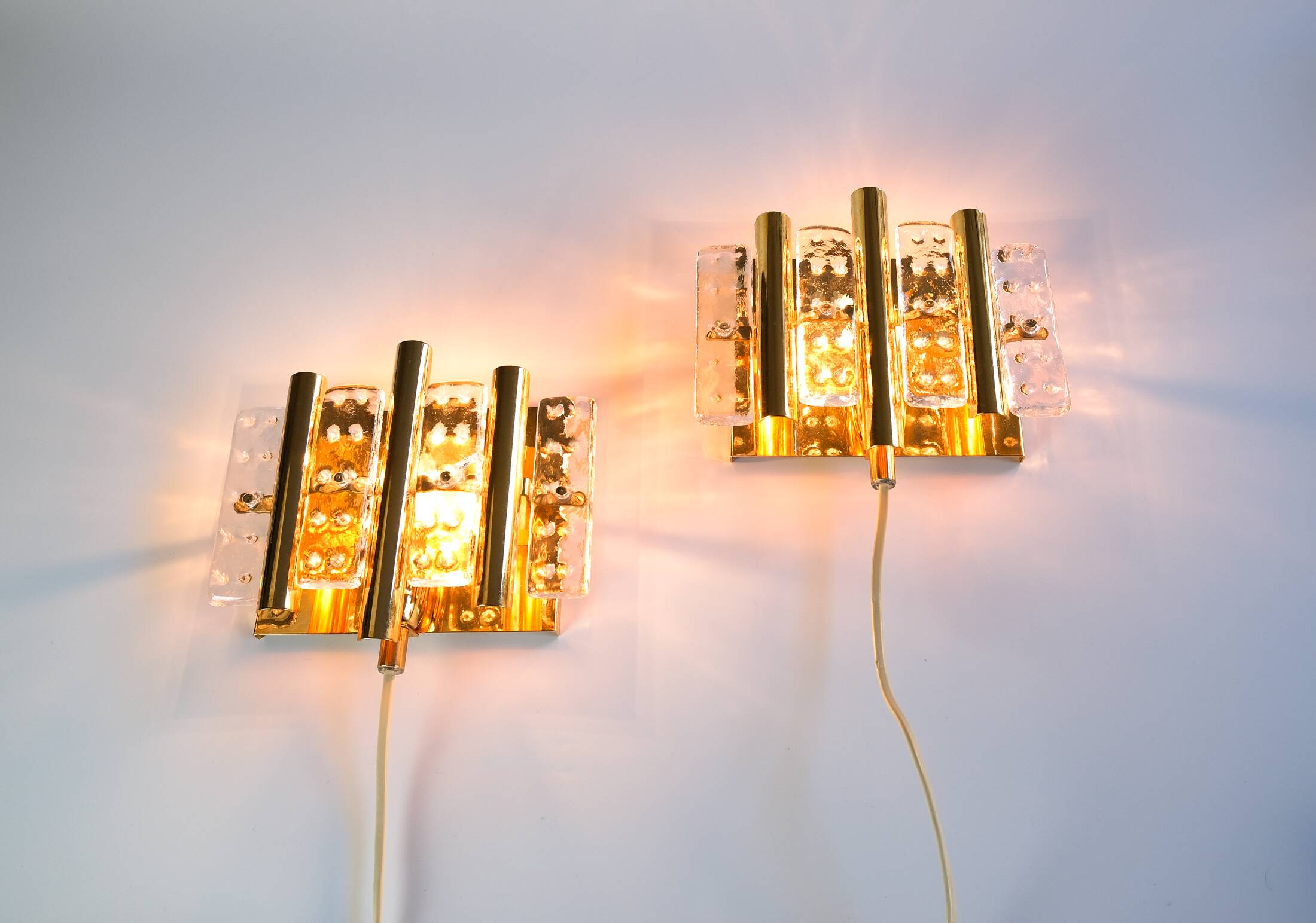 Paire d'appliques murales Carl Fagerlund du milieu du siècle pour Orrefors, Suède, vers 1960