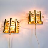 Paire d'appliques murales Carl Fagerlund du milieu du siècle pour Orrefors, Suède, vers 1960