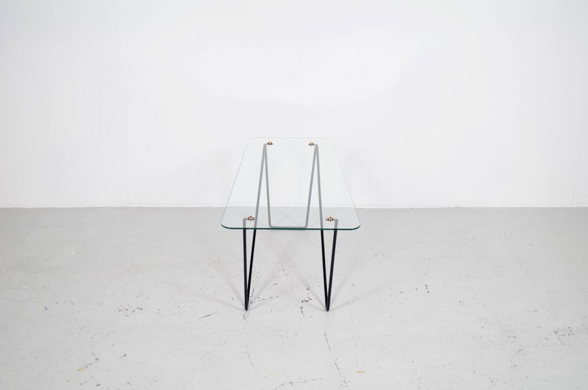 Table basse verre et acier années 50' forme libre