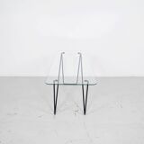 Table basse verre et acier années 50' forme libre