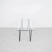 Table basse verre et acier années 50' forme libre