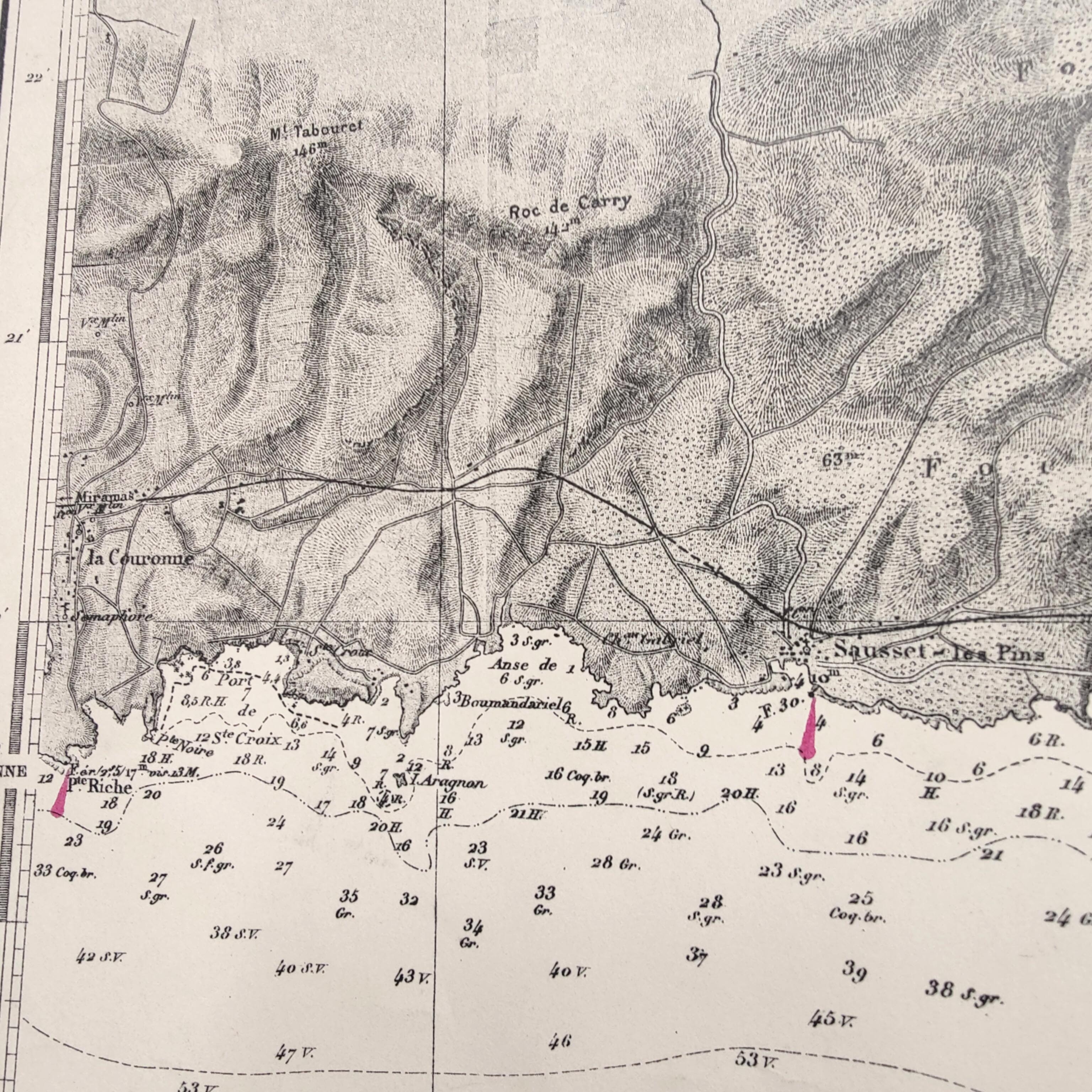 Map of Marseille Méditerranée 1950