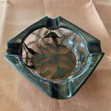 Glass and silver ashtray