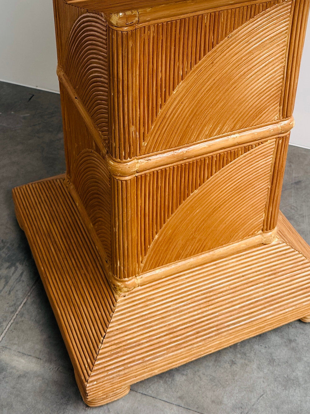 French split bamboo pedestal / plinth, 1970s