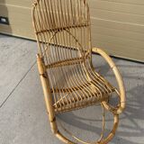 Rocking-chair in rattan circa 1960