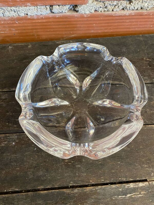 Vide Poche Cendrier Ancien Style DAUM Cristal Forme Pétale Vintage #D8