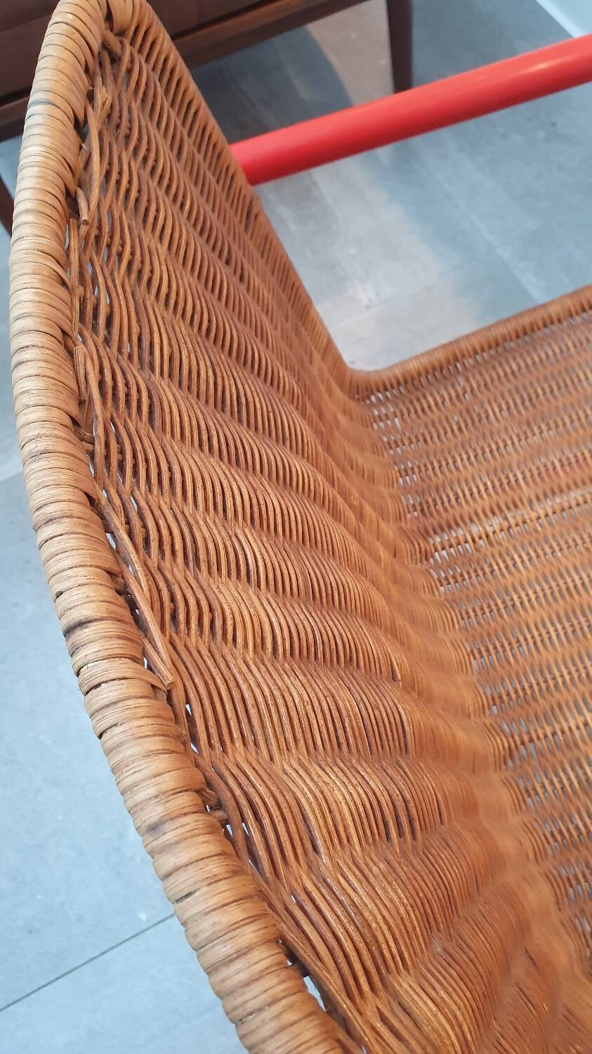 Chaise cantilever rotin métal