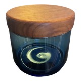 Vintage pot in blown glass and teak