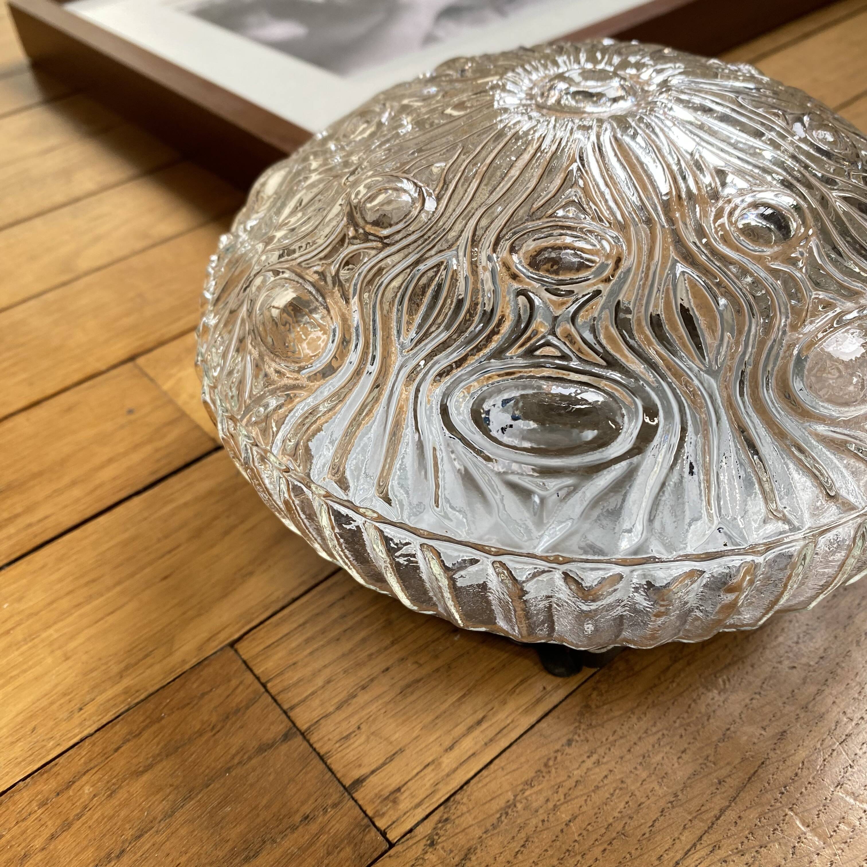 Petite applique murale plafonnier verre épais 1970 1980