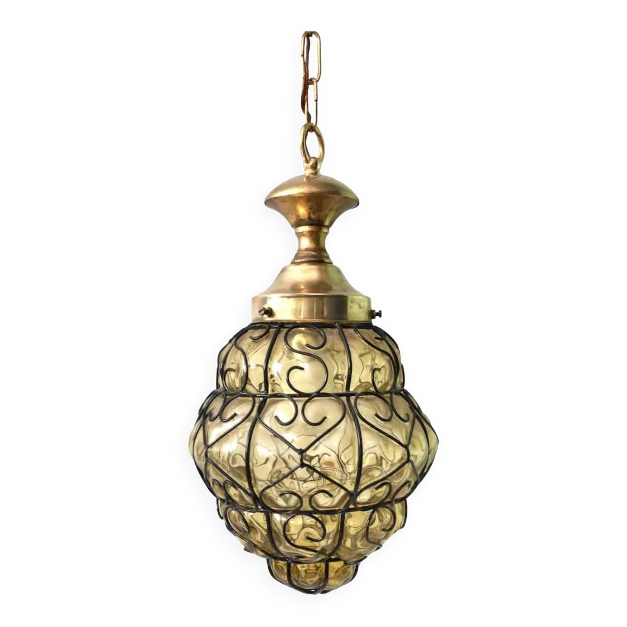 Amber Venetian lantern pendant light