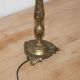 Vintage lamp base in patinated gold metal – foliage decor – 25 cm