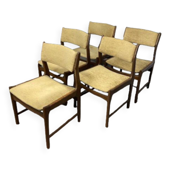 Suite de 5 chaises scandinaves années 60